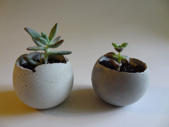 Small Concrete Bowl Planter. Painted. Succulent Planter. Jewelry Storage. Indoor Planter, Urban Industrial. Rustic Cottage. Cement.