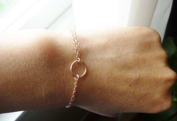 tiny rose gold silver gold circle bracelet-rose gold bracelet-sweet and smiple bracelet-high polished circle bracelet-gift under 35